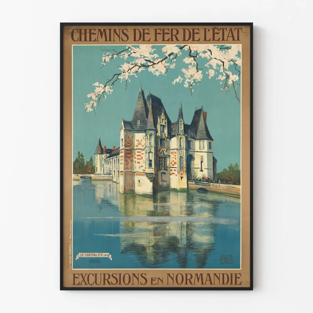 Vintagejuliste Normandian retkistä - Château d'O. Orne