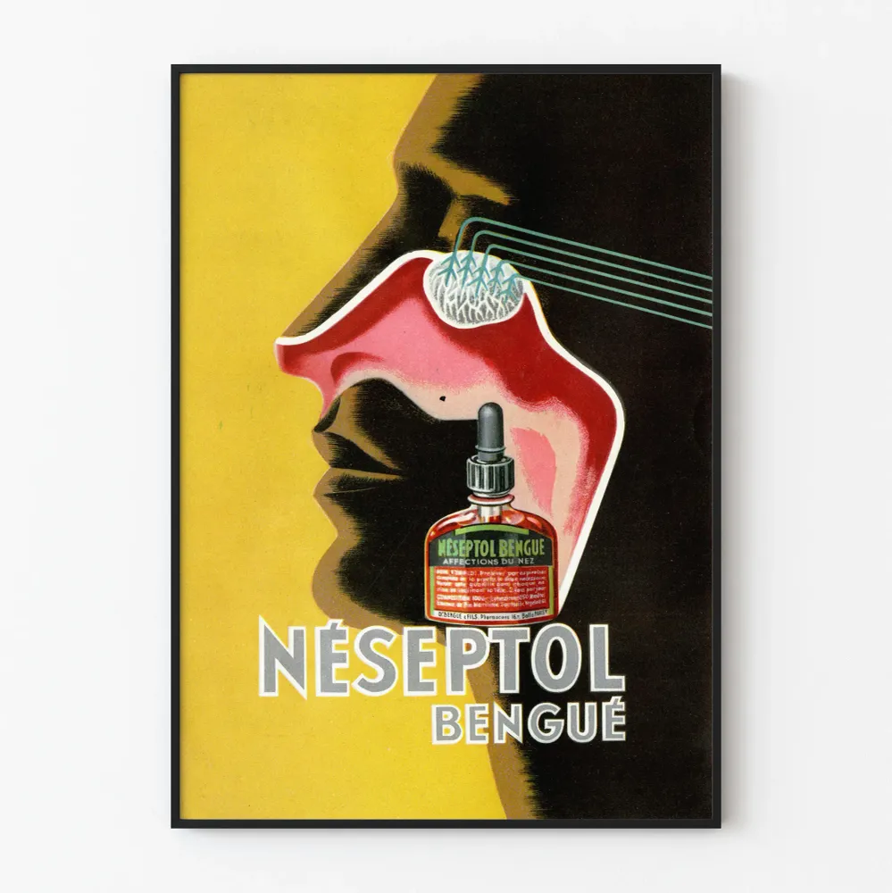 Vintagejuliste Néseptol Bengué - Retro lääketieteellinen seinäkoristelu