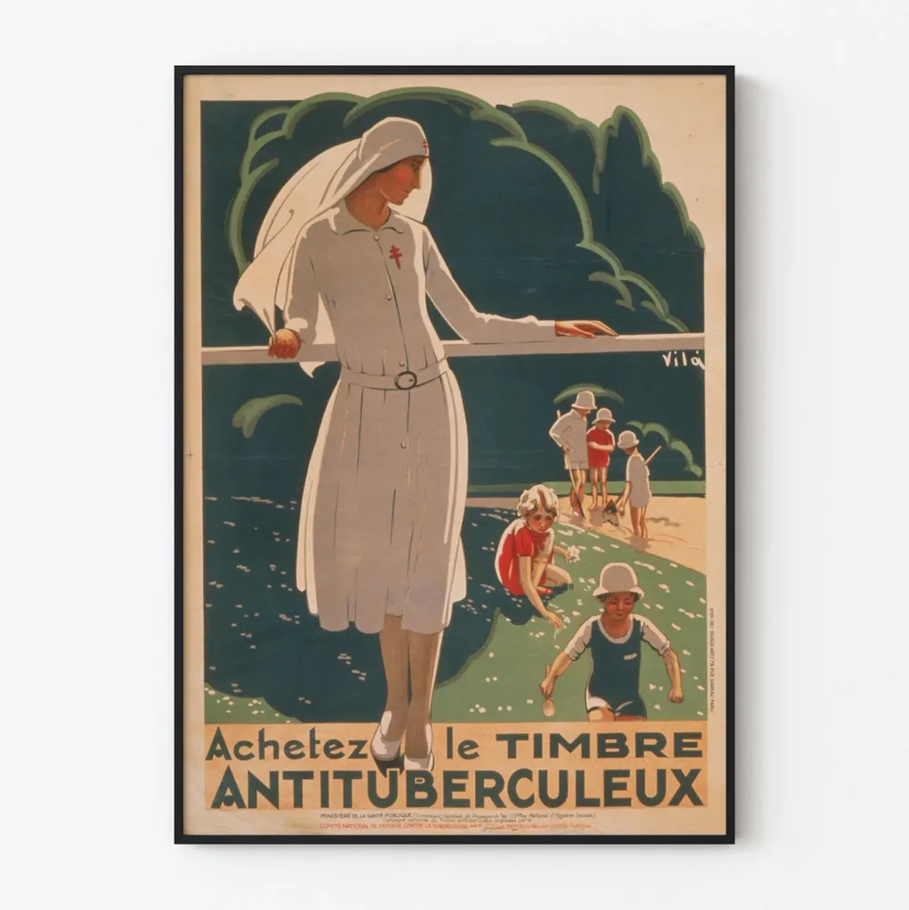 Vintagejuliste Osta tuberkuloosivastainen postimerkki Seinän koristelu Kansanterveys