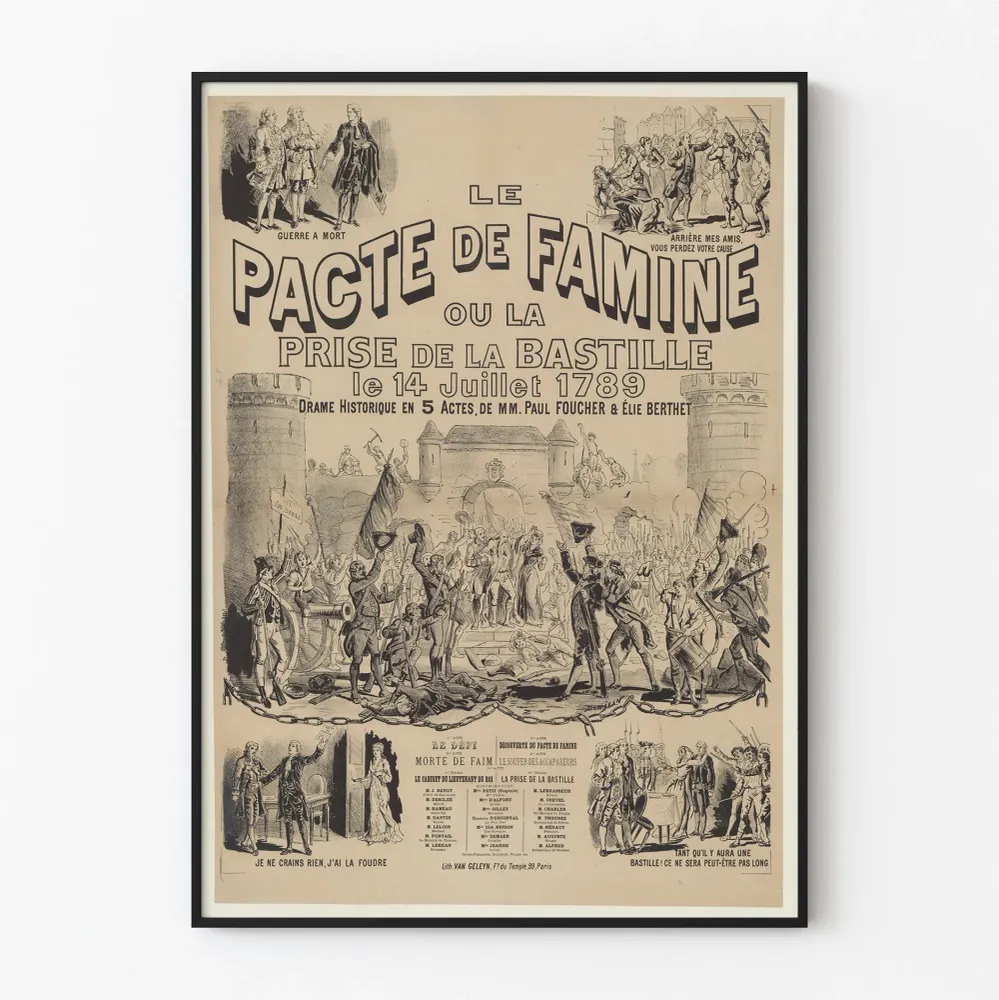 Vintagejuliste Le Pacte de Famine - Bastillen valtaus 1789