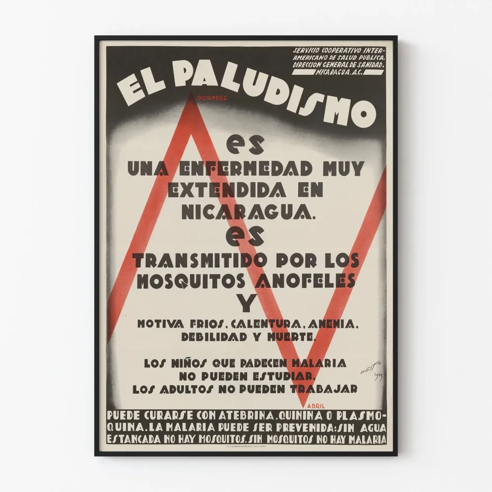 Vintagejuliste El Paludismo - Koulutus malarian ehkäisemiseksi Nicaraguaassa
