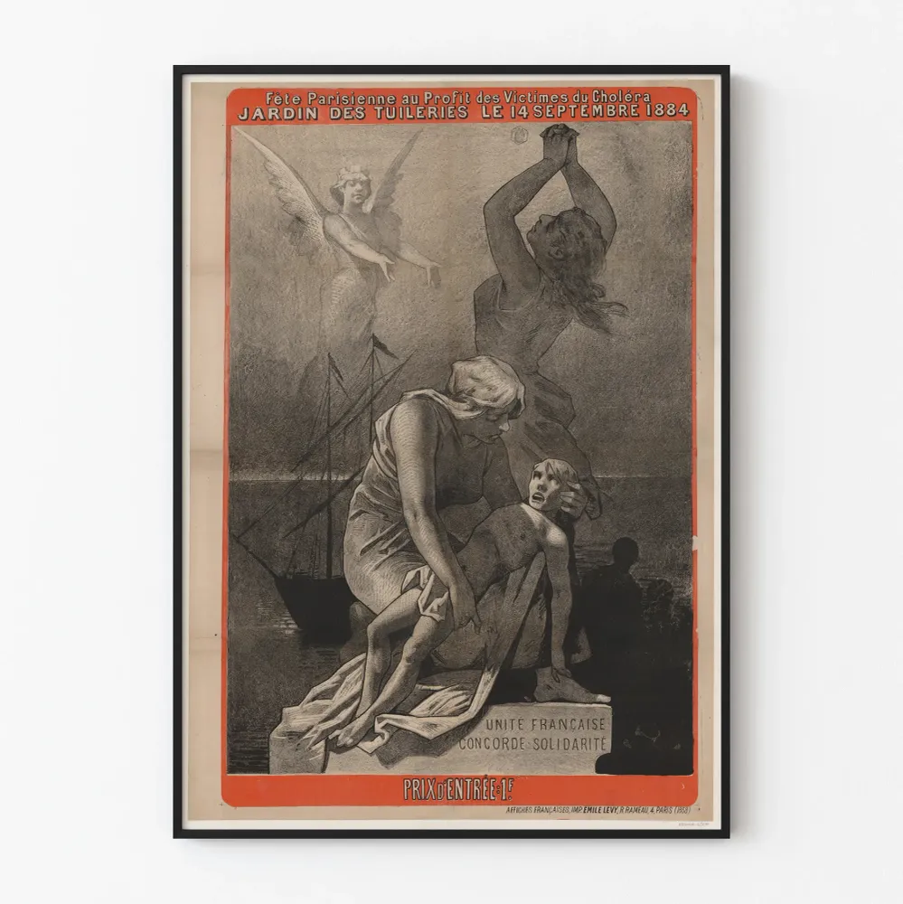 Vintagejuliste Pariisin juhlaa choleran uhreille 1884:n hyväksi