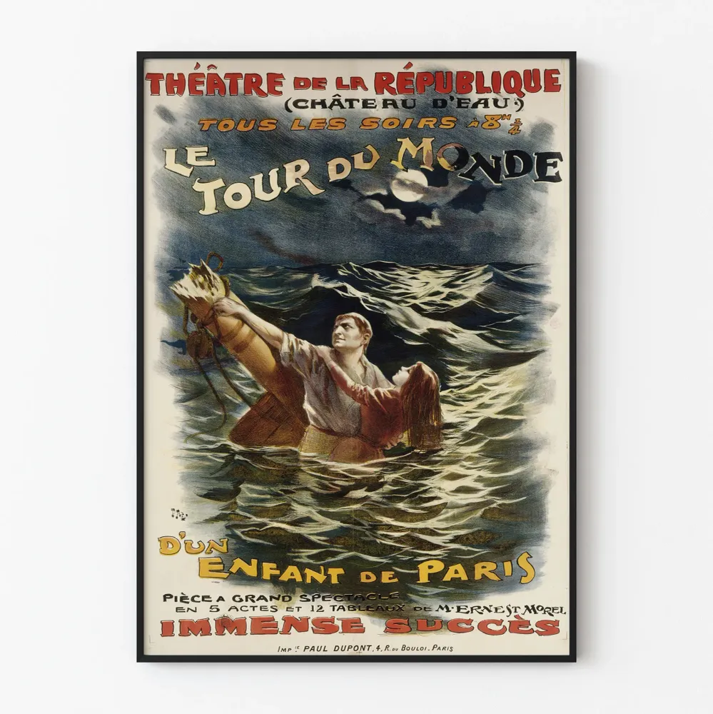 Vintagejuliste Pariisin lapsen maailmanmatkaamisesta