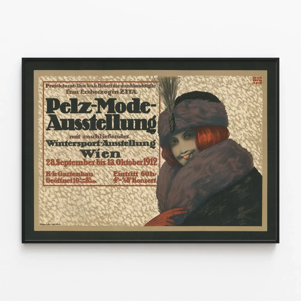 Vintagejuliste Pelz-Mode näyttely 1912 seinäkoriste