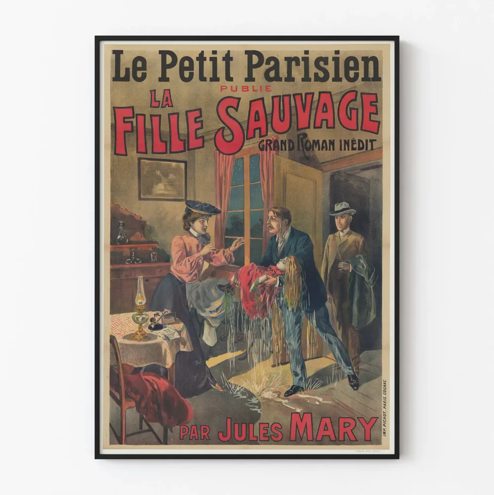 Vintagejuliste Le Petit Parisien La Fille Sauvage Jules Maryn teoksesta