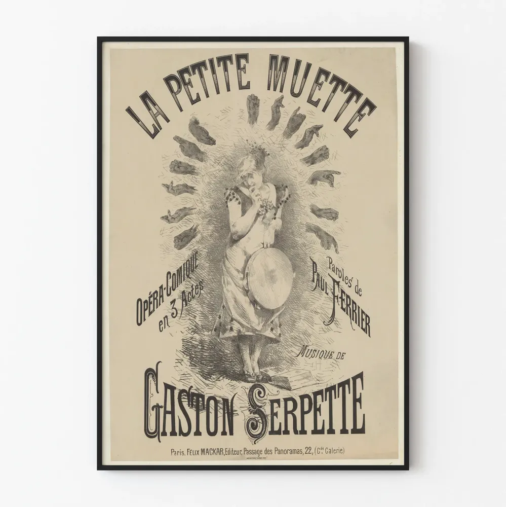 Vintagejuliste La Petite Muette - Opéra-Comique klassinen kolmiosainen näytelmä