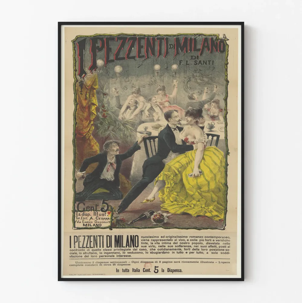 Vintagejuliste I Pezzenti di Milano seinäkoristukseen