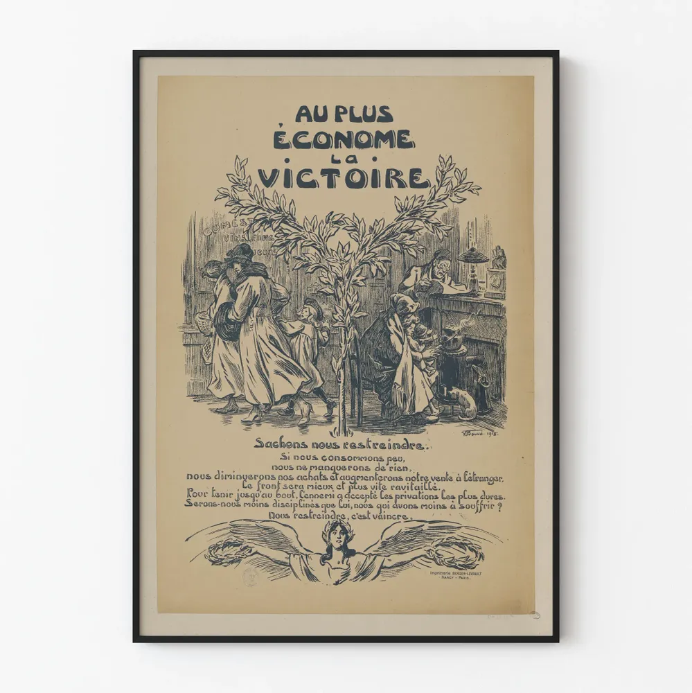 Vintagejuliste 'Au plus économe la victoire' - Historiallinen seinäkoriste