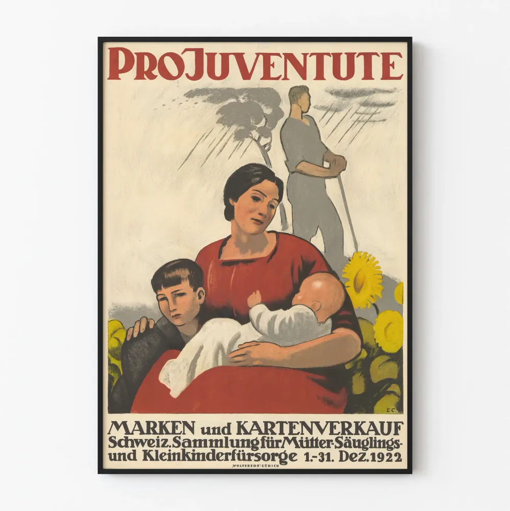 Vintagejuliste Pro Juventute 1922 - Sveitsin kokoelma äitien ja lasten suojeluun