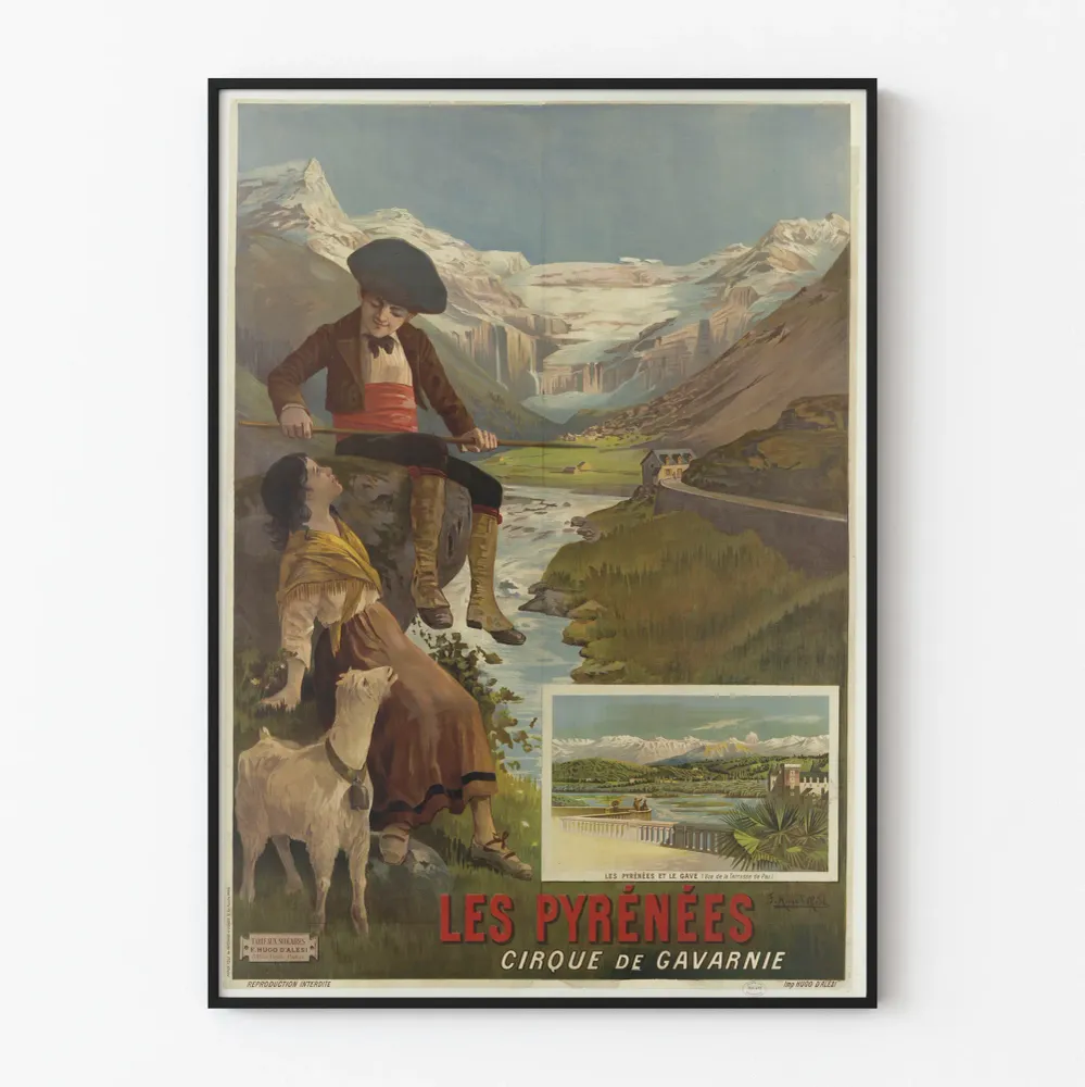 Vintagejuliste Pyreneet Gavarnie-kiertueen seinäkoriste