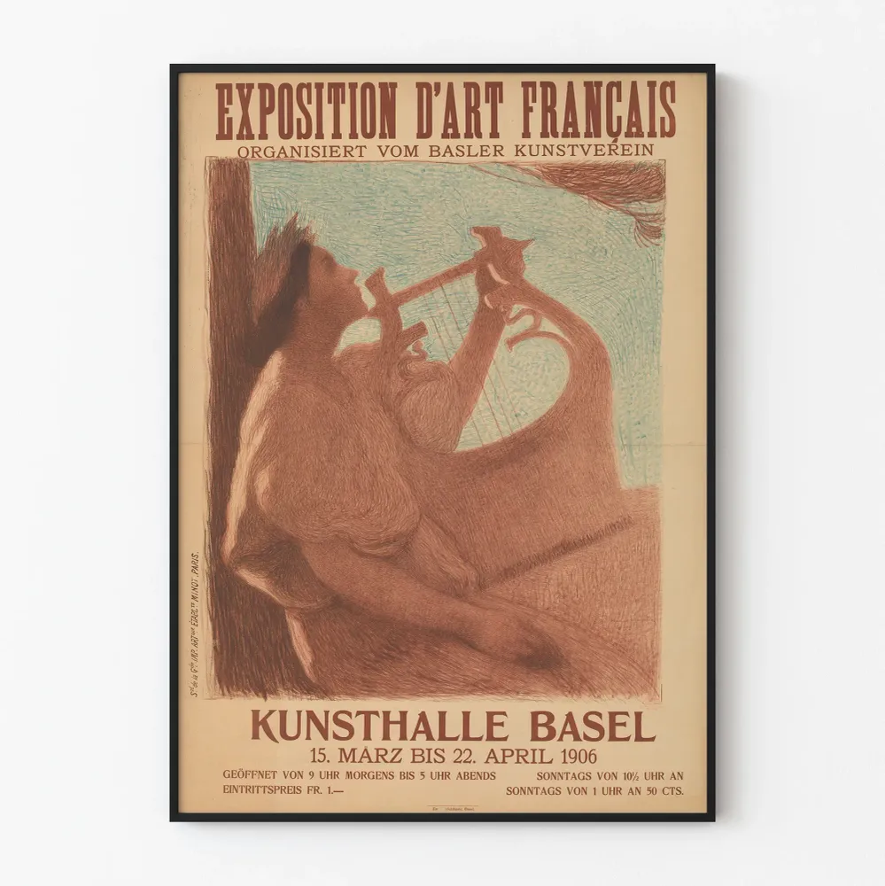 Vintagejuliste Ranskan taidenäyttelyn Basel Kunsthalle 1906