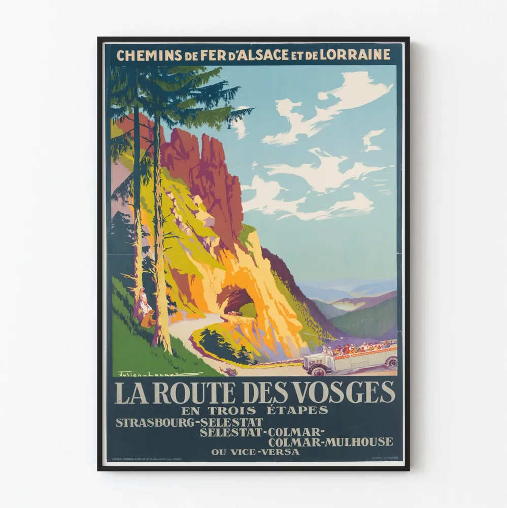 Vintagejuliste La Route des Vosges en Trois Étapes - Chemins de Fer d'Alsace et de Lorraine