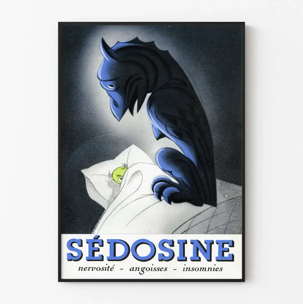 Vintagejuliste Sédosine - Seinäsisustus unelma- ja ahdistusteemalla