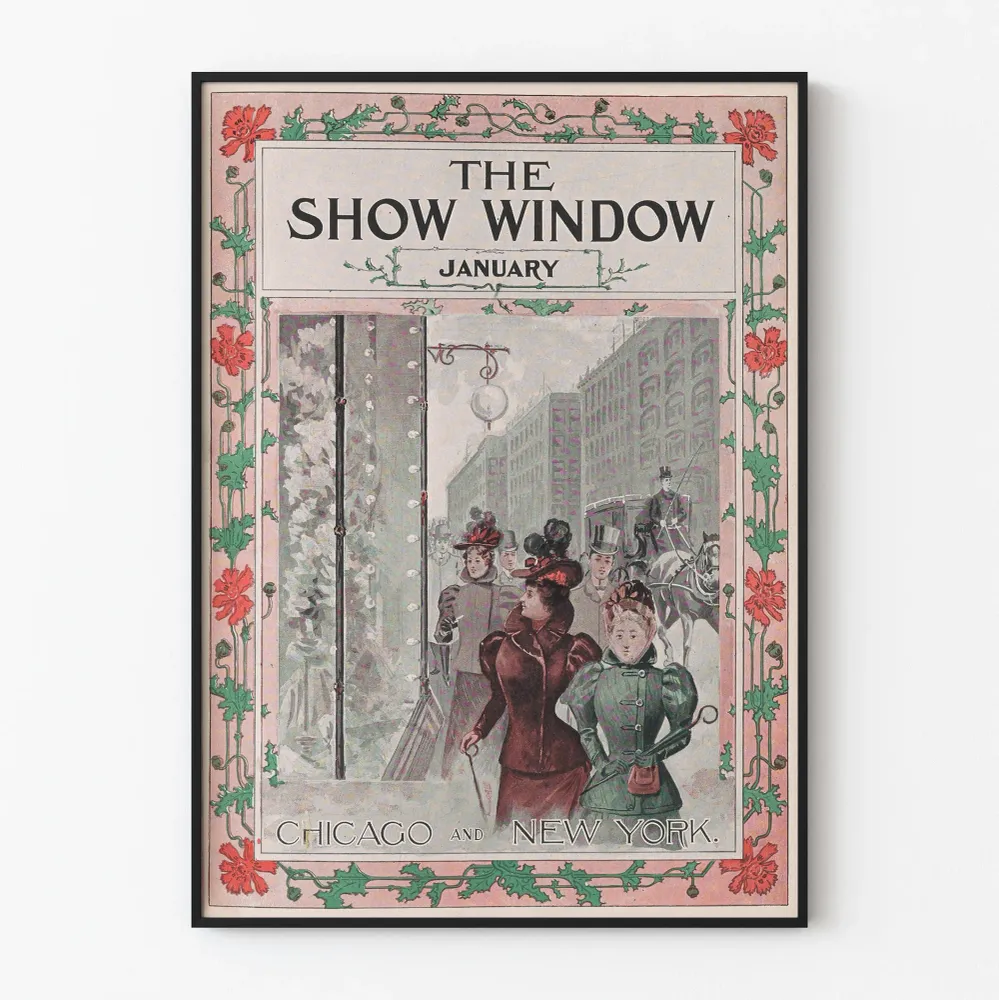 Vintagejuliste Show Window tammikuu - retro seinäkoristelu