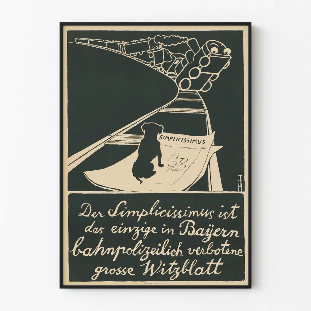 Vintagejuliste Simplícissimus kielletty Baijerissa - Alkuperäinen seinäkoristelu