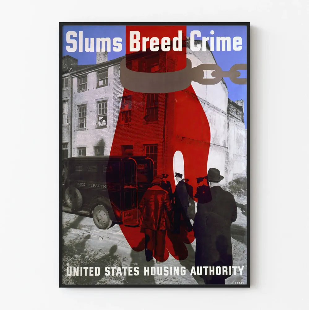 Vintagejuliste Slums Breed Crime – Kaupunkiseinäkoristelu