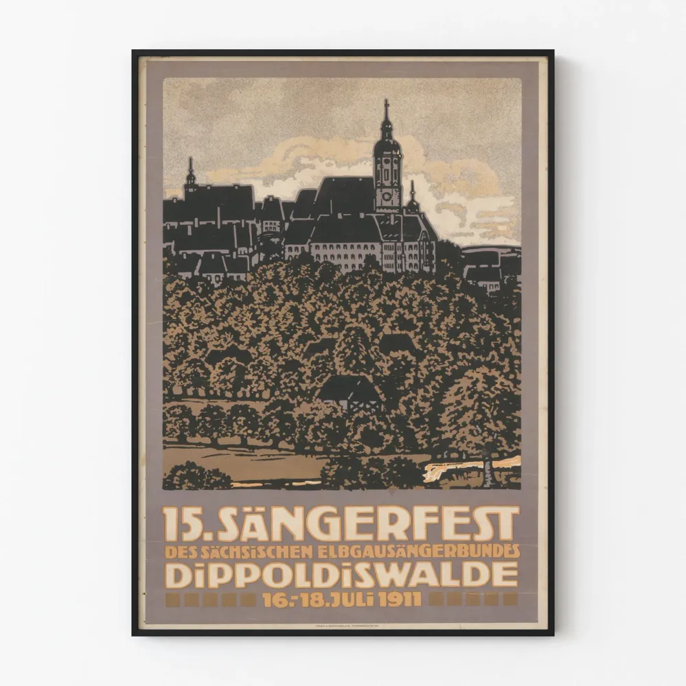Vintagejuliste 15. Sängerfest Dippoldiswalde 1911
