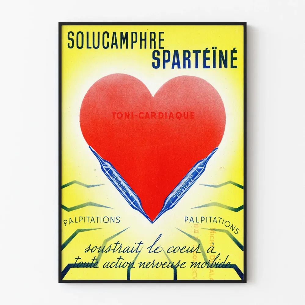 Vintagejuliste Solucamphre Spartéé sisustukseen sydän ja terveys