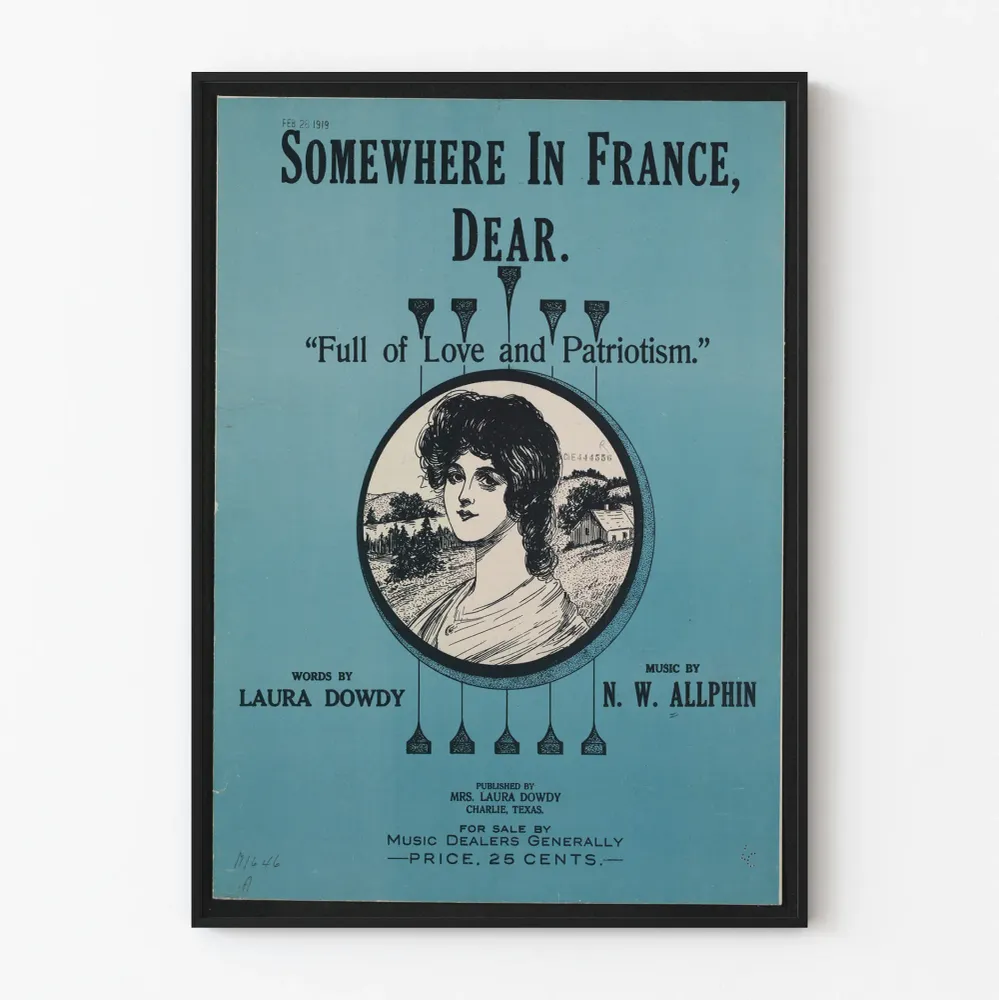 Vintagejuliste Somewhere France, Dear - Isänmaallinen seinäkoristelu