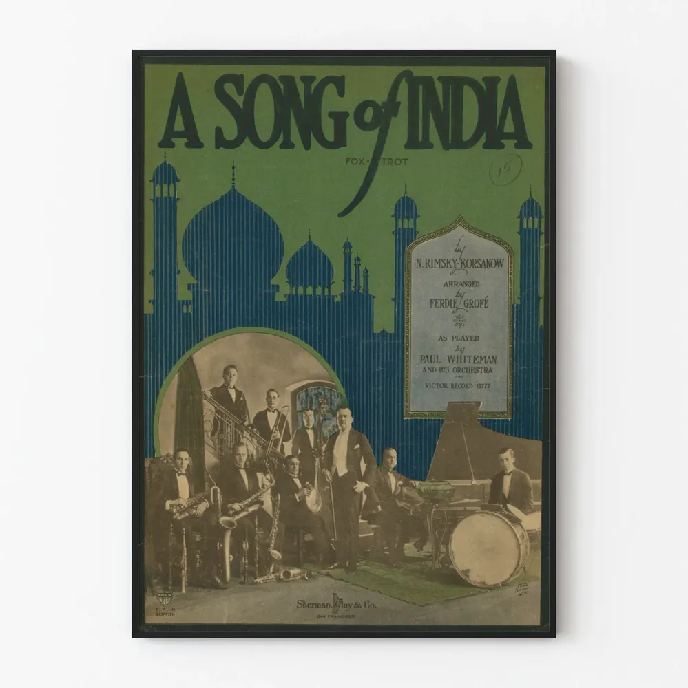 Vintagejuliste Song India - Musikaalinen seinäkoristelu