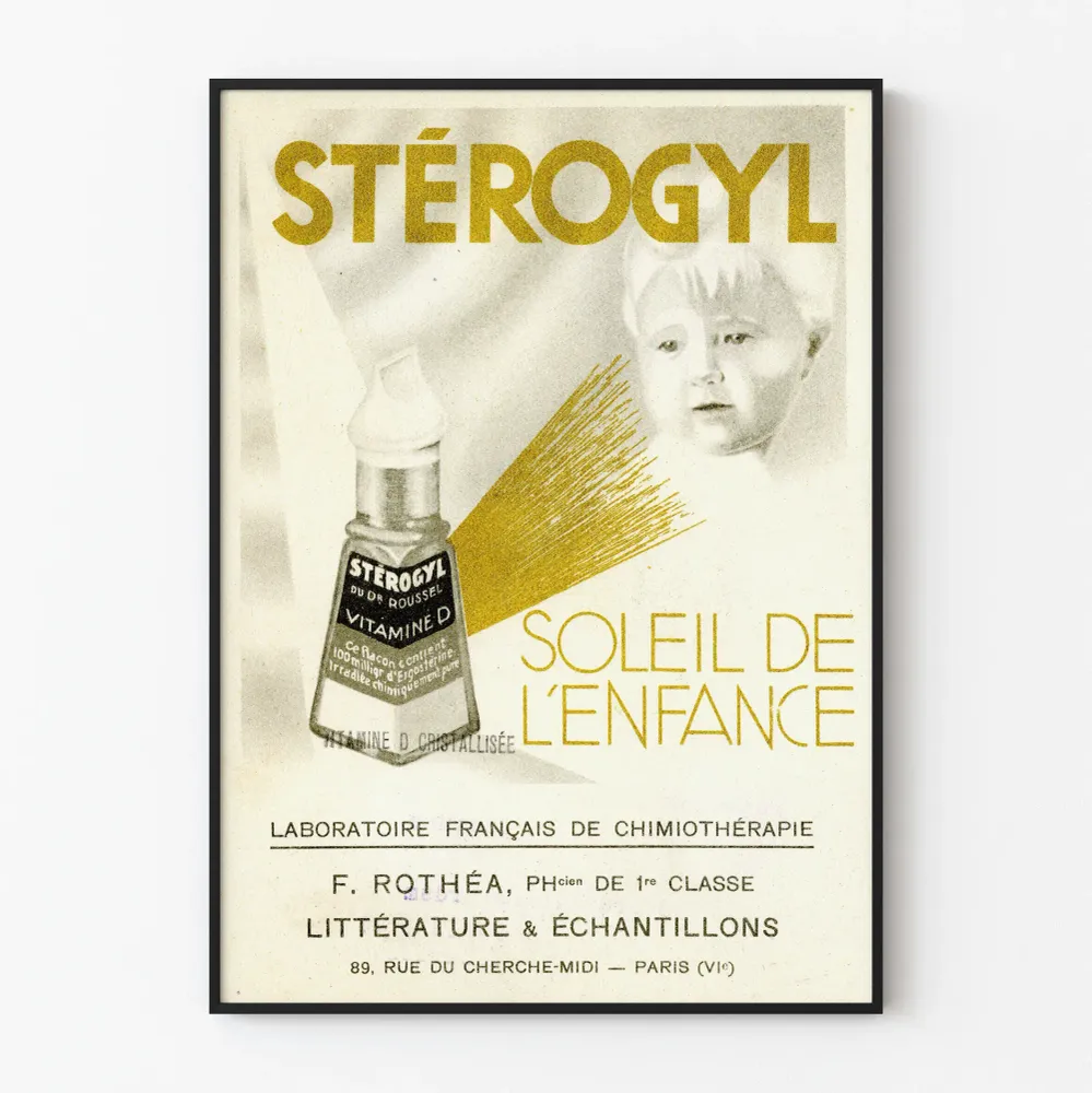 Vintagejuliste Stérogyl D-vitamiini seinäkoriste