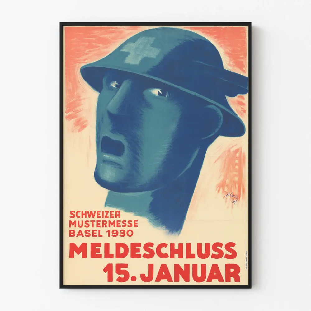 Vintagejuliste Sveitsin Mustermesse Basel 1930