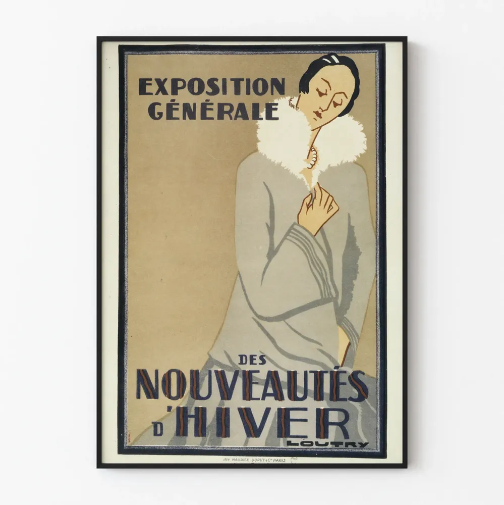 Vintagejuliste Talvisten uutuuksien yleisnäyttelyn näyttely