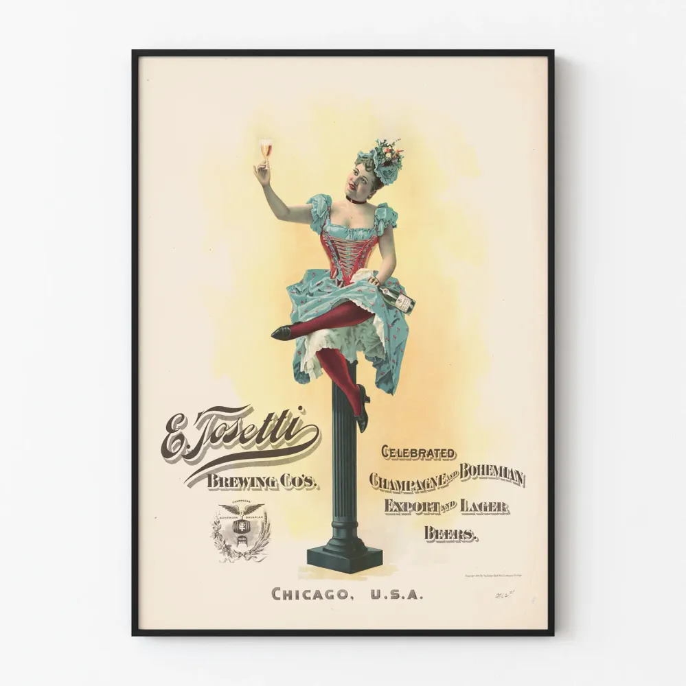 Vintagejuliste E. Tosetti Brewing Co - Retro seinäkoriste oluesta