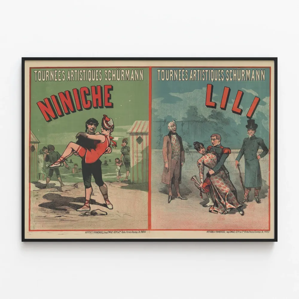 Vintagejuliste Tournées Artistiques Schürmann Niniche et Lili