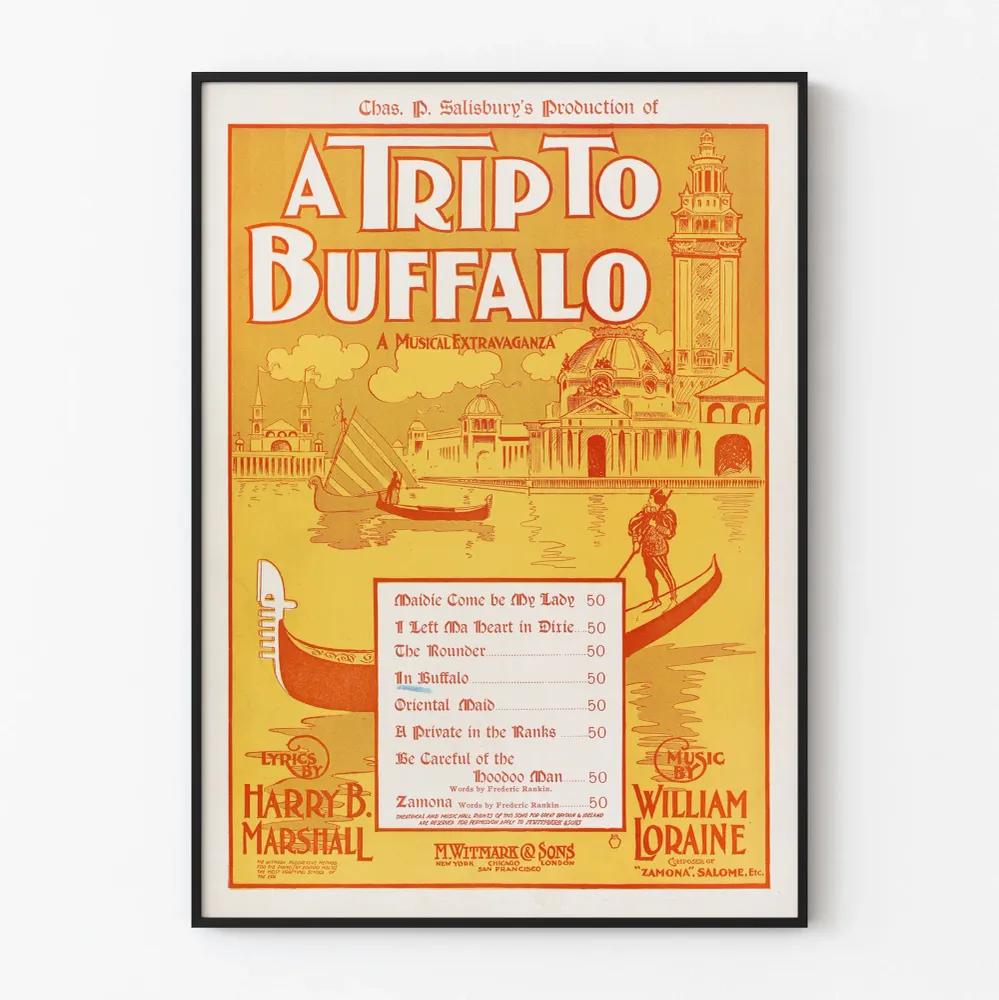 Vintagejuliste Trip to Buffalo - Musikaalinen seinäkoristelu