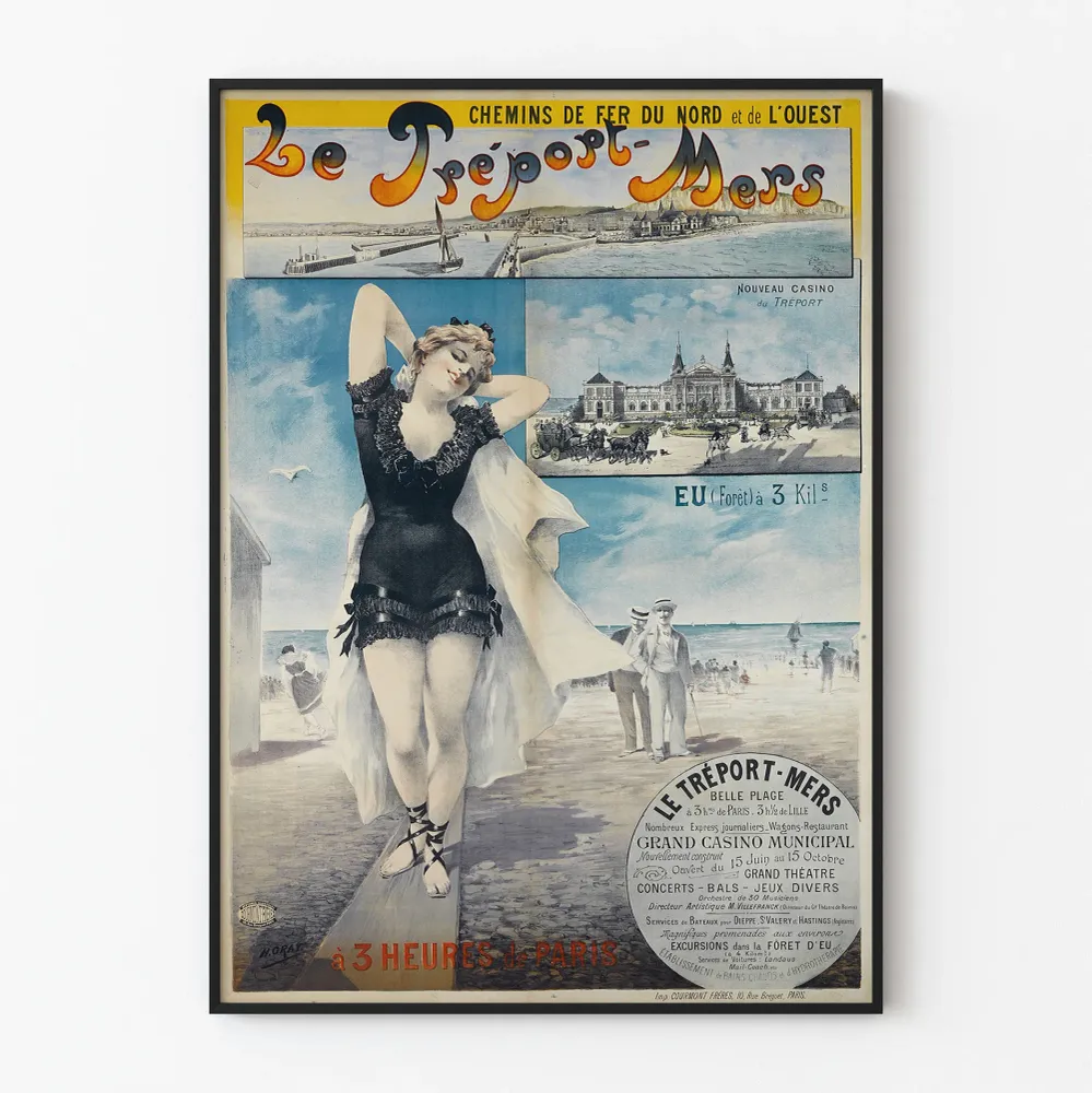 Vintagejuliste Le Tréport-Mers Pohjoisen ja Lännen rautatiet