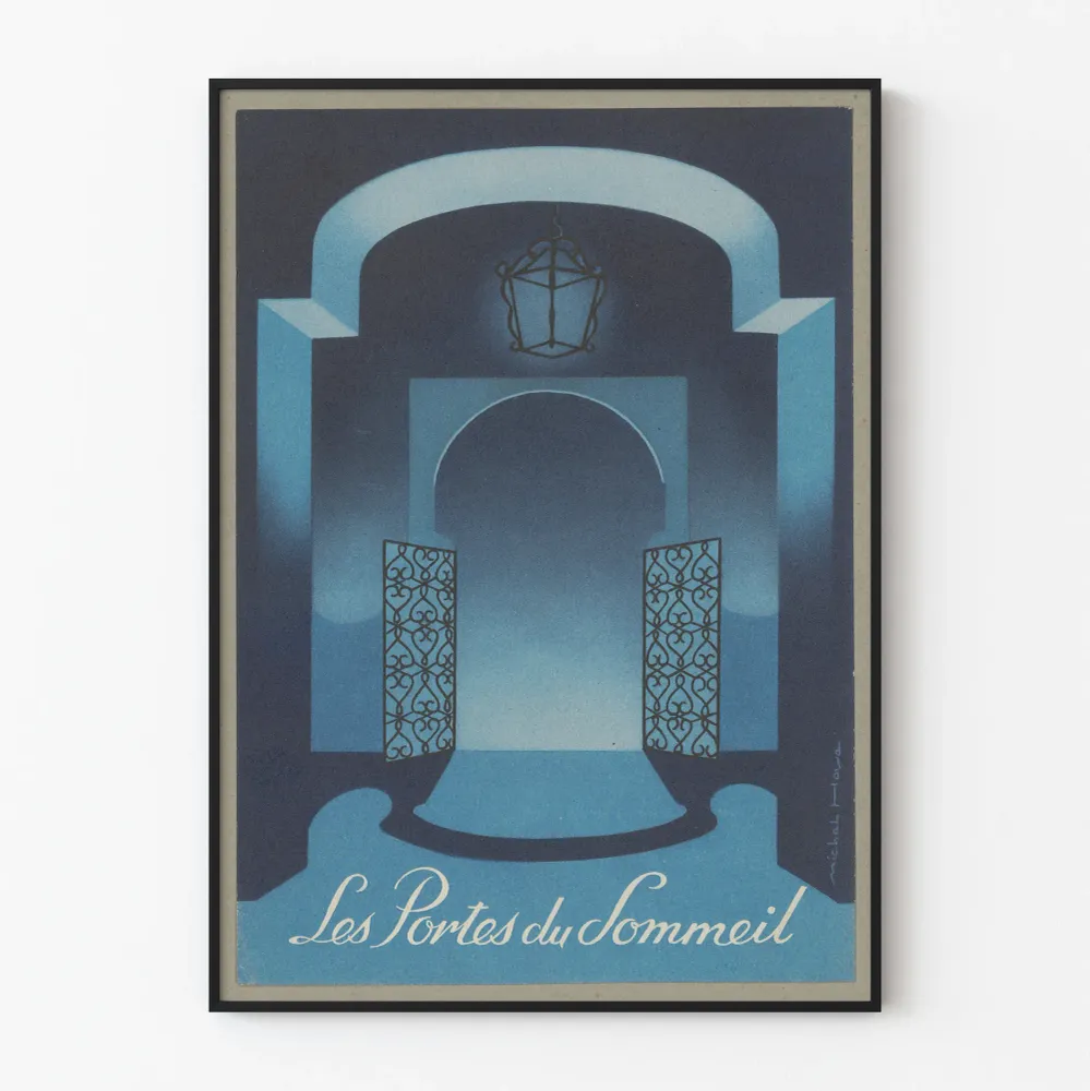 Vintagejuliste Unen portit - Sininen seinäkoristelu
