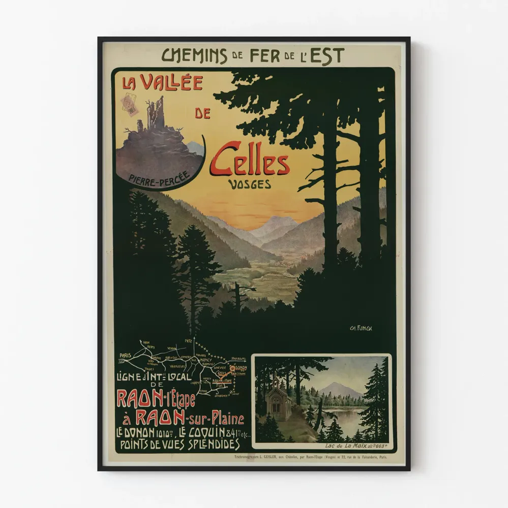 Vintagejuliste La Vallée de Celles Vosges - Itäisen rautatien reitit