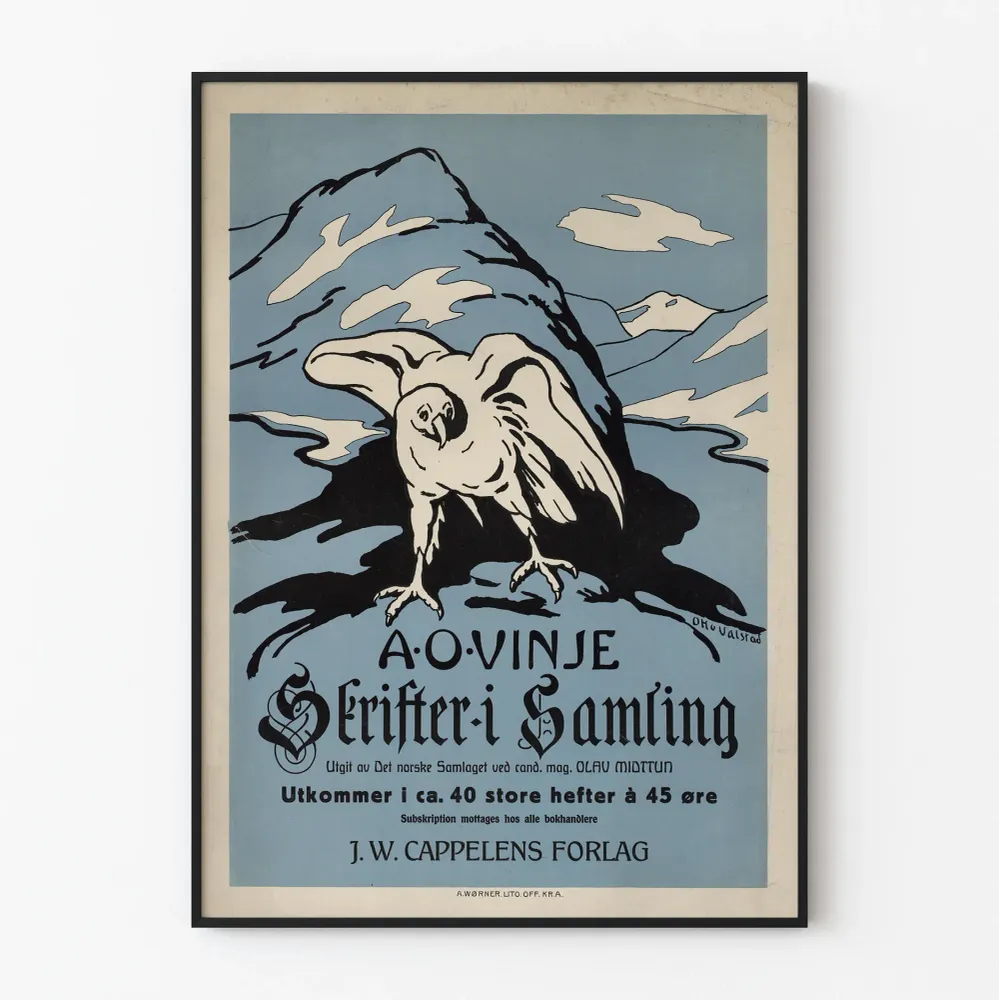 Vintagejuliste .O. Vinje kirjoituksilla kokoelmassa - Taiteellinen seinäkoristelu