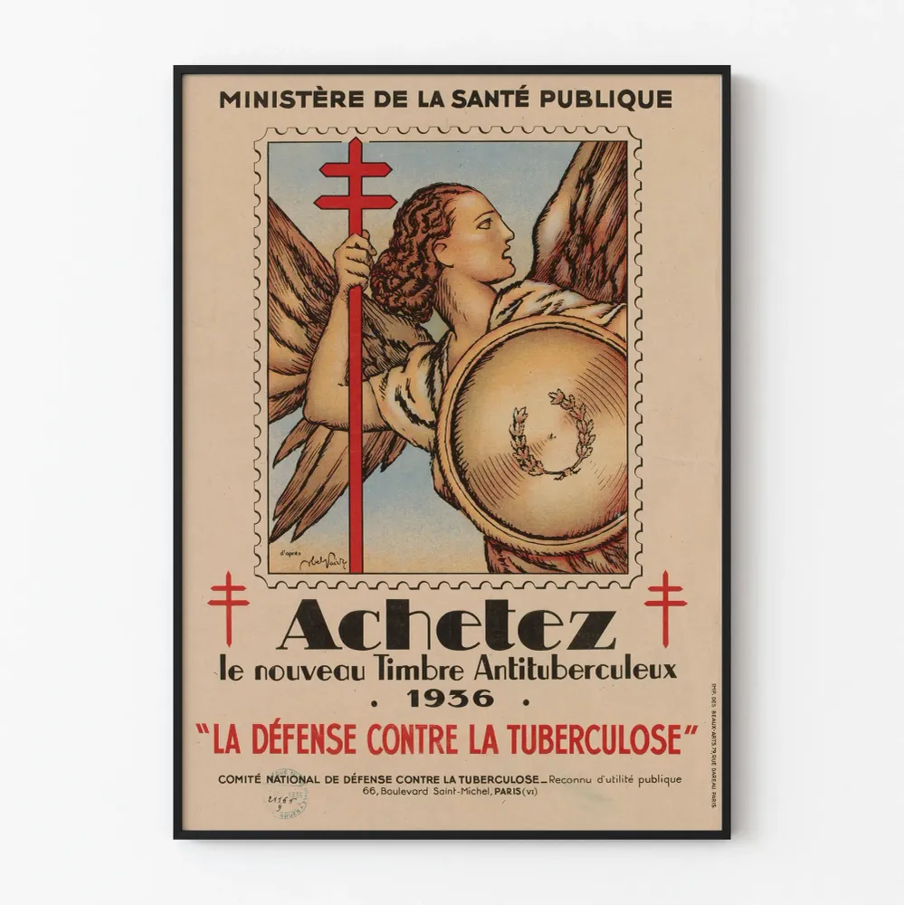 Vintagejuliste vuodelta 1936 Terveyskampanja Tuberkuloosivastainen
