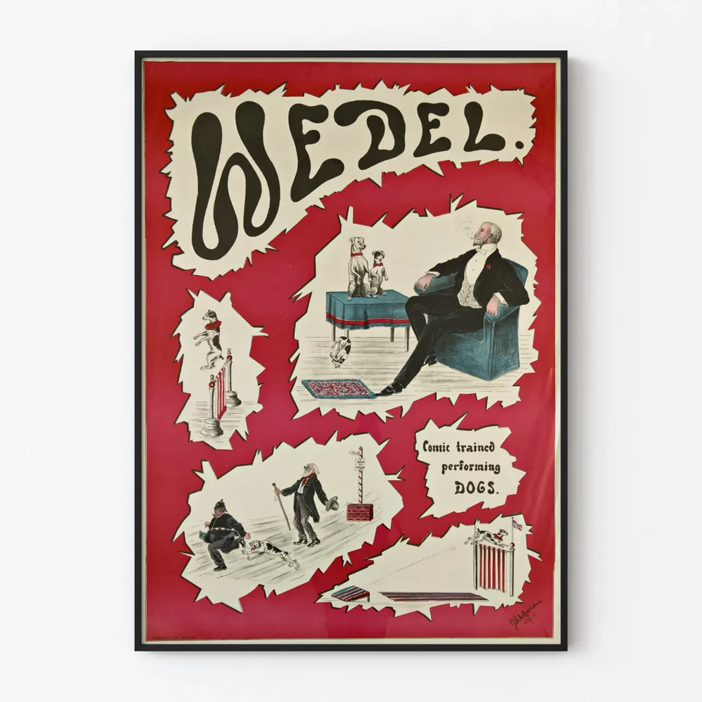 Vintagejuliste WedeL - Koulutetut koirat ja komediallinen esitys