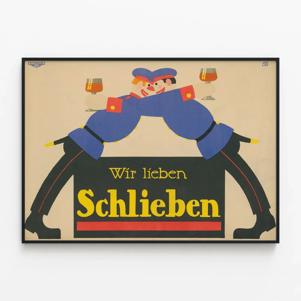 Vintagejuliste Wir lieben Schlieben - värikäs ja alkuperäinen seinäkoristelu