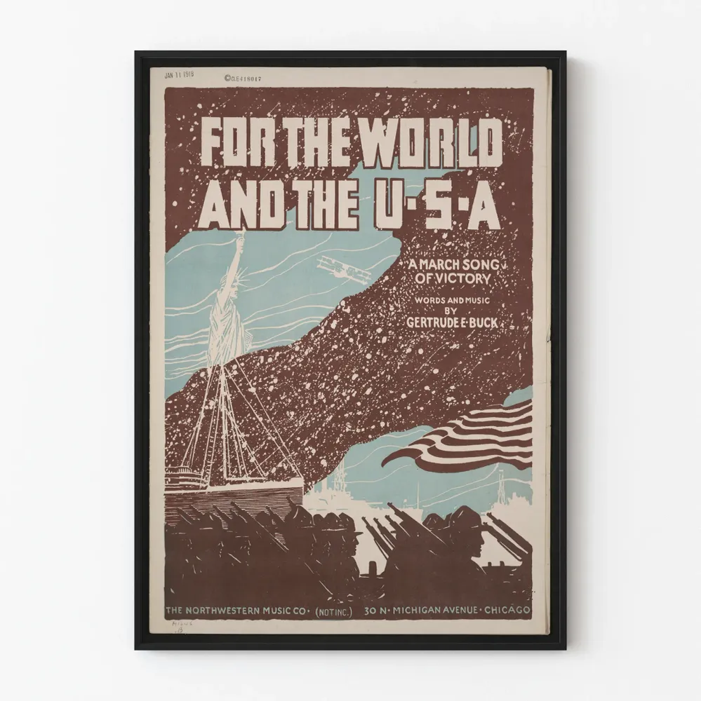 Vintagejuliste World and U.S.. - Isänmaallinen seinäkoristelu