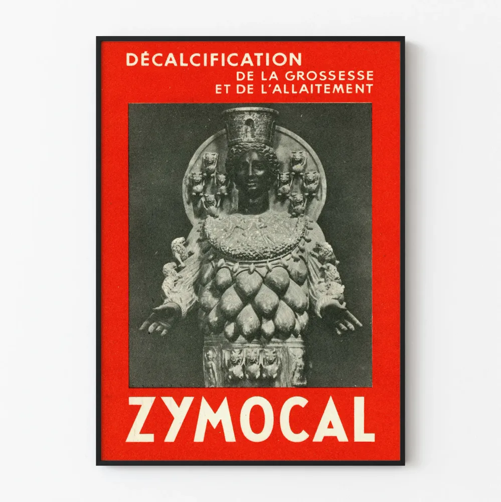 Vintagejuliste Zymocal - Punainen ja musta seinäkoriste