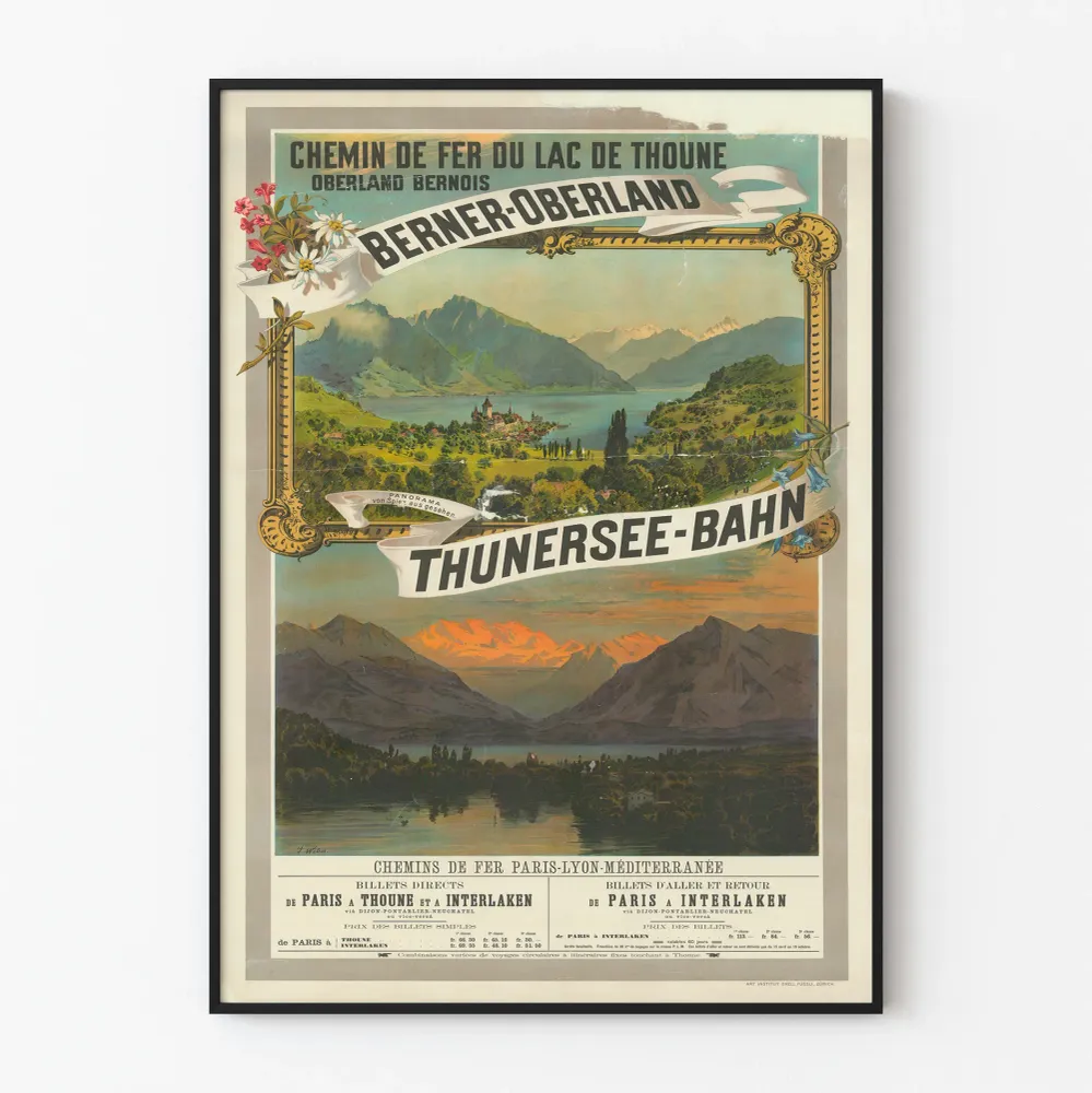 Vintagejuna Berner-Oberland - Juliste seinäkoriste Thun-järvi