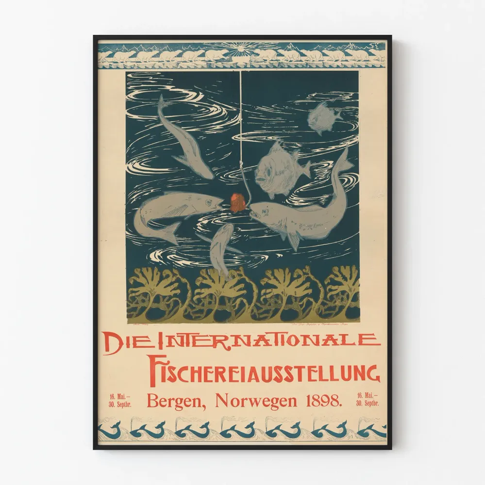 Vintagekalastuksen kansainvälinen näyttely Bergenissä 1898 Juliste