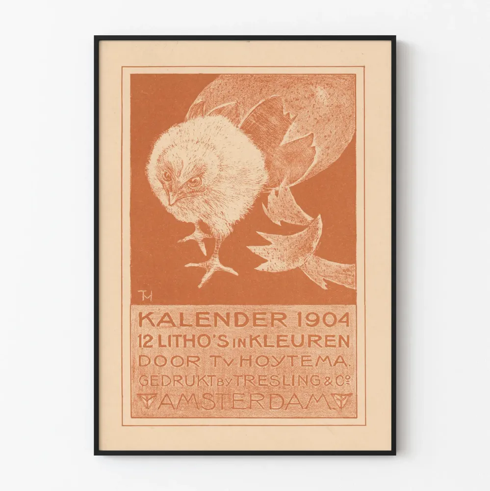 Vintagekalenteri juliste 1904 kanarainen litografia oranssi