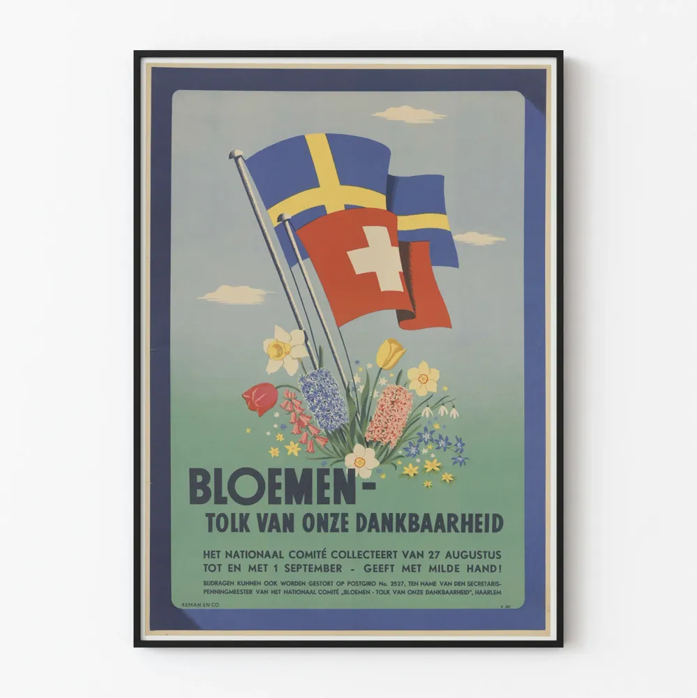 Vintagekukka- ja lippujuliste seinäkoristukseen