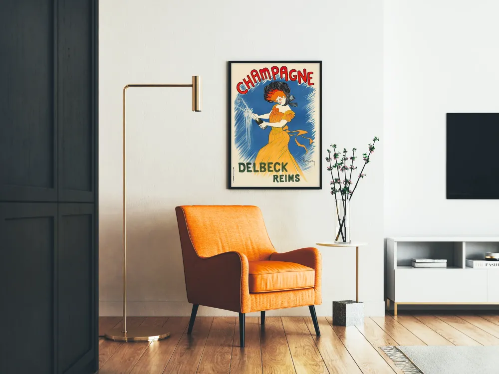 Vintagekuva Champagne Delbeck Reims - Tyylikäs seinäkoriste
