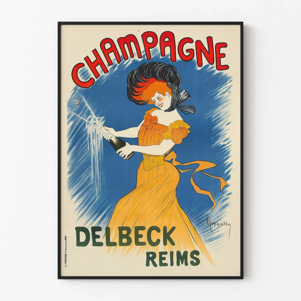 Vintagekuva Champagne Delbeck Reims - Tyylikäs seinäkoriste