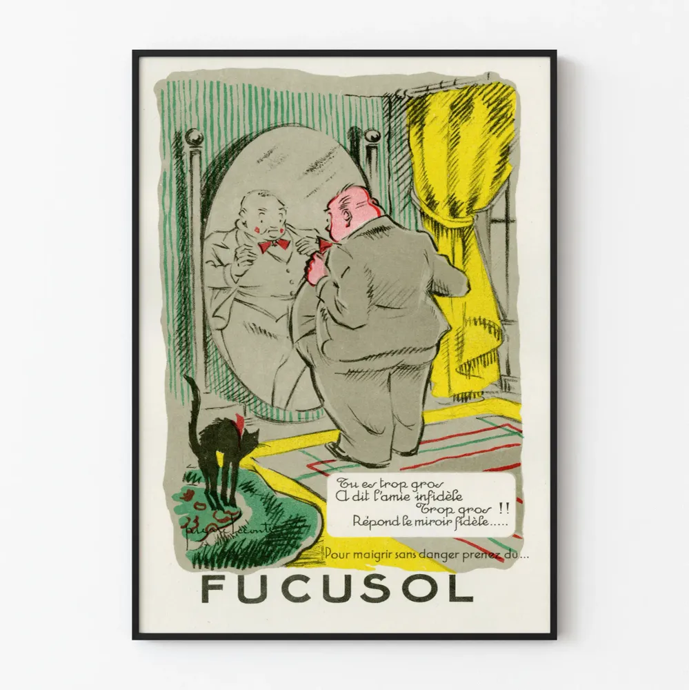 Vintagemainen humoristinen juliste Fucusol seinäkoriste