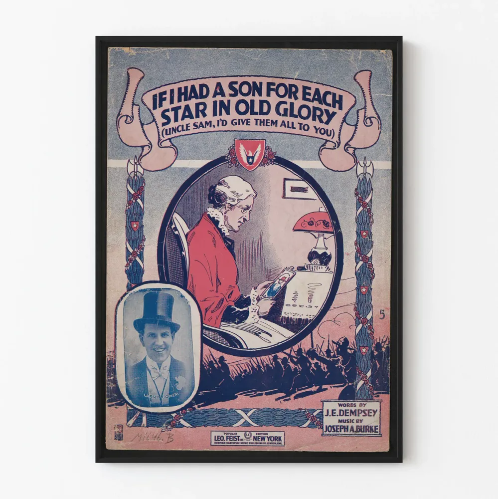 Vintagemainen isänmaallinen juliste Uncle Sam ja Old Glory