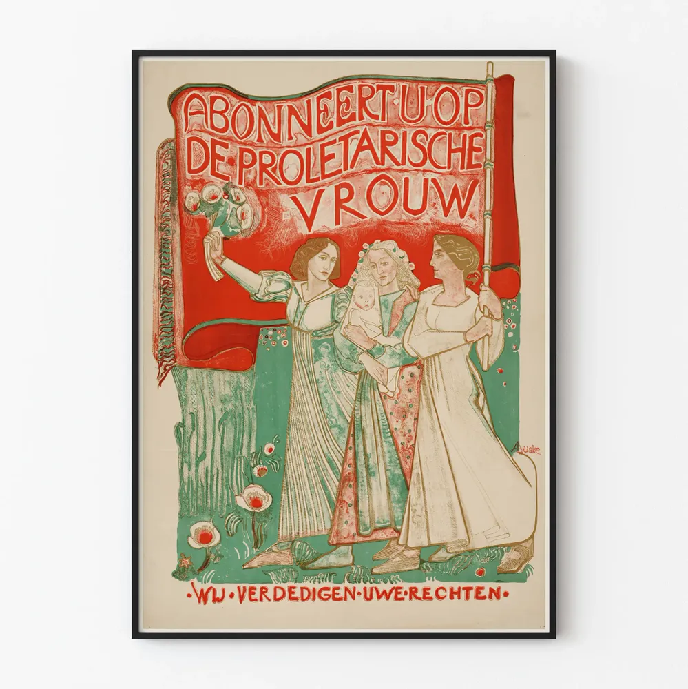 Vintagemainen juliste feministisestä sitoutumisesta seinäkoristeena