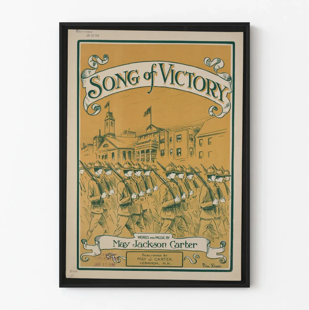 Vintagemainen juliste Voiton laulu - Sotilaskoriste seinälle