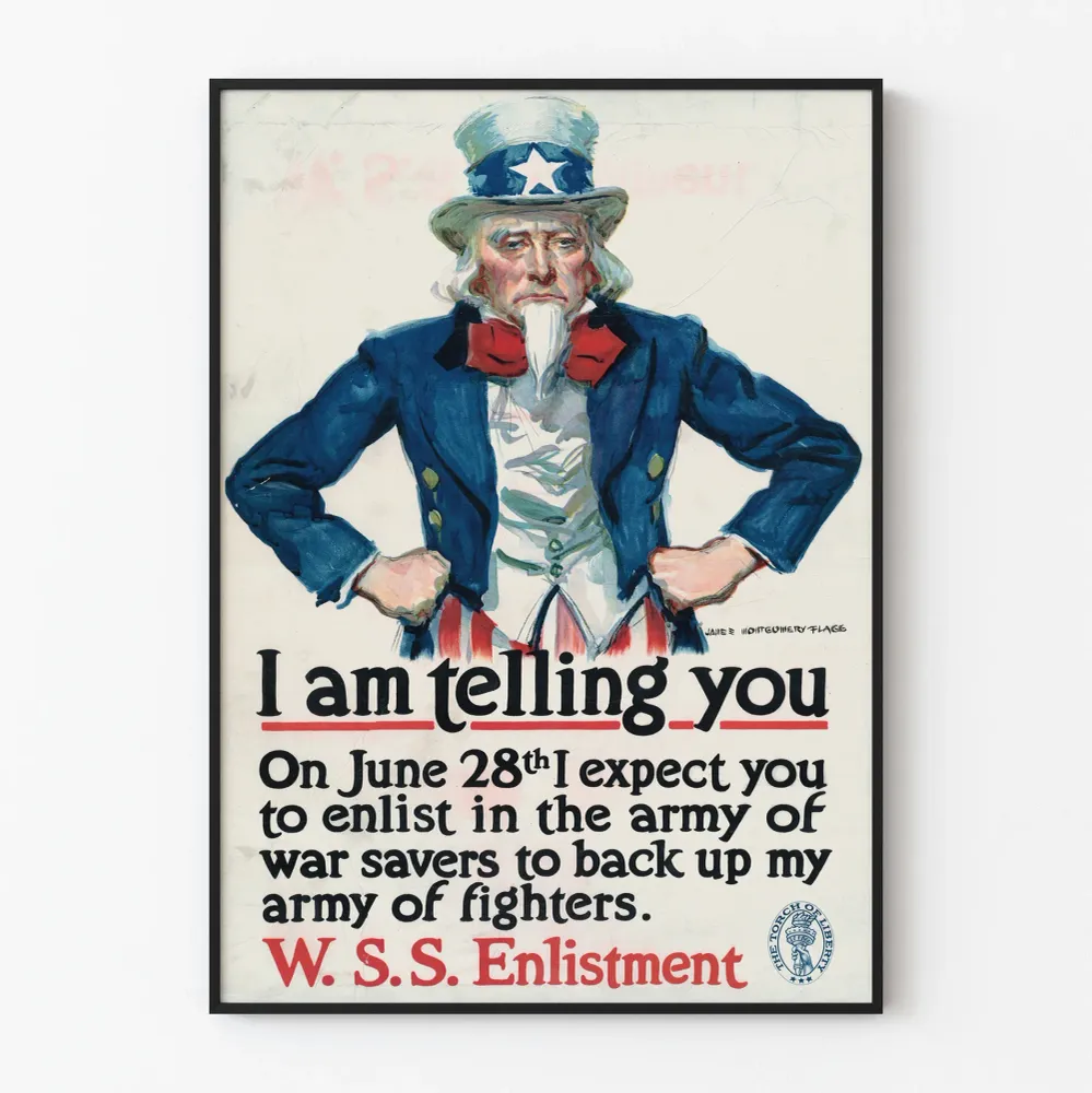 Vintagemainen rekrytointilippu Uncle Sam